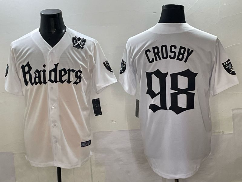 Men 2025 Oakland Raiders #98 Crosby white 6th generation Joint Name Nike Limited NFL Jersey style 09